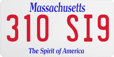 MA license plate 310SI9