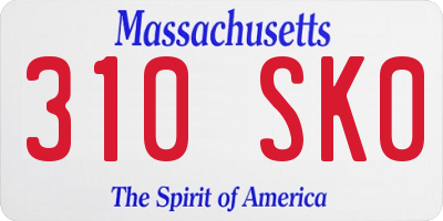 MA license plate 310SK0