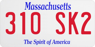 MA license plate 310SK2