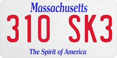 MA license plate 310SK3