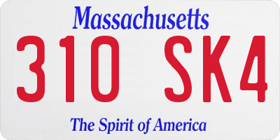 MA license plate 310SK4