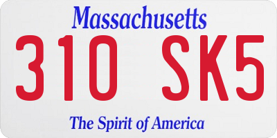 MA license plate 310SK5