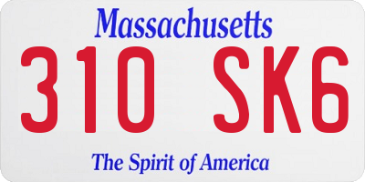 MA license plate 310SK6
