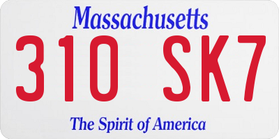 MA license plate 310SK7