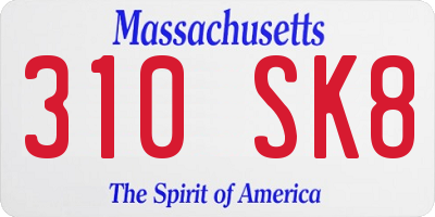 MA license plate 310SK8