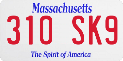 MA license plate 310SK9
