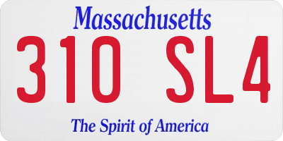 MA license plate 310SL4