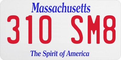 MA license plate 310SM8