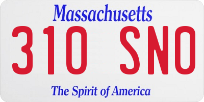 MA license plate 310SN0