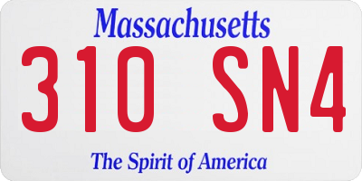 MA license plate 310SN4