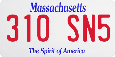 MA license plate 310SN5