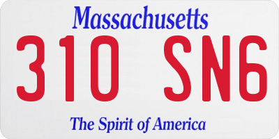 MA license plate 310SN6