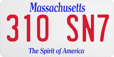 MA license plate 310SN7