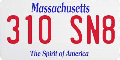 MA license plate 310SN8