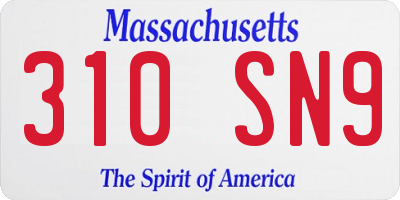MA license plate 310SN9