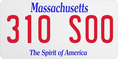 MA license plate 310SO0