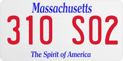 MA license plate 310SO2