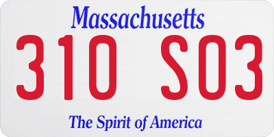 MA license plate 310SO3
