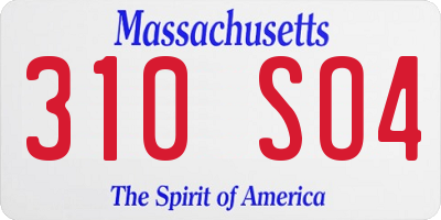 MA license plate 310SO4