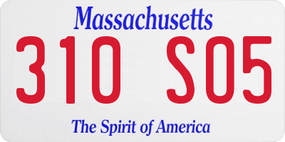 MA license plate 310SO5