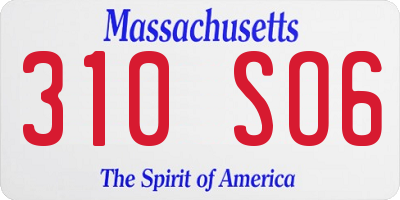 MA license plate 310SO6
