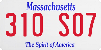MA license plate 310SO7