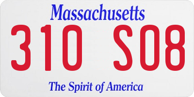 MA license plate 310SO8