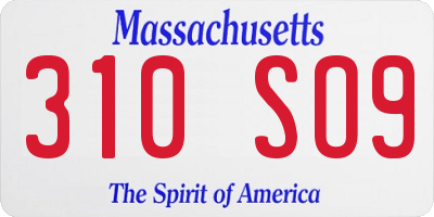 MA license plate 310SO9