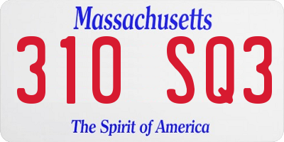 MA license plate 310SQ3