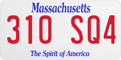 MA license plate 310SQ4