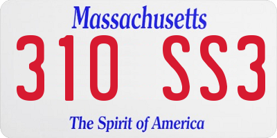 MA license plate 310SS3