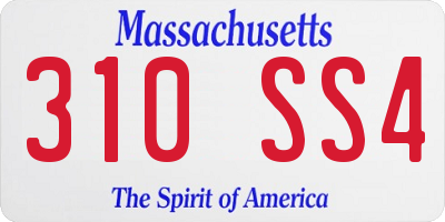MA license plate 310SS4