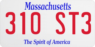 MA license plate 310ST3