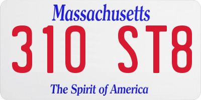 MA license plate 310ST8