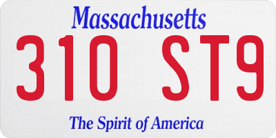 MA license plate 310ST9