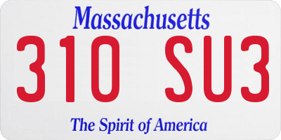 MA license plate 310SU3