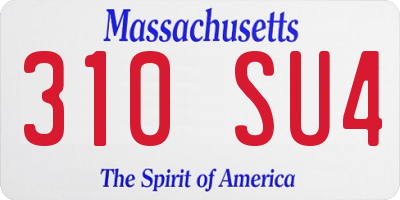 MA license plate 310SU4