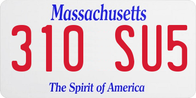 MA license plate 310SU5