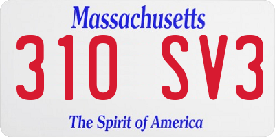 MA license plate 310SV3