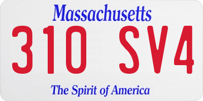 MA license plate 310SV4