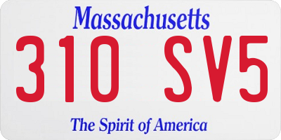 MA license plate 310SV5
