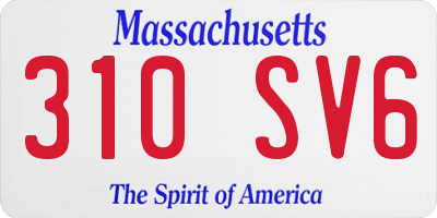 MA license plate 310SV6