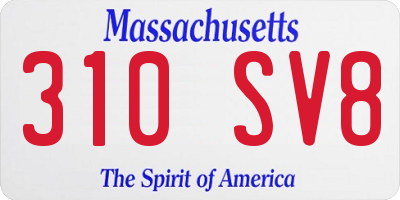 MA license plate 310SV8