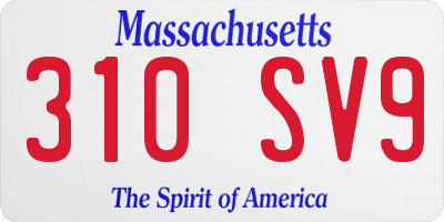 MA license plate 310SV9