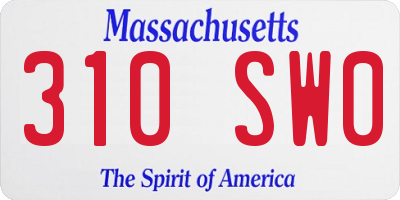 MA license plate 310SW0