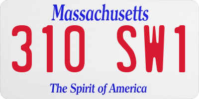 MA license plate 310SW1