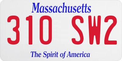 MA license plate 310SW2