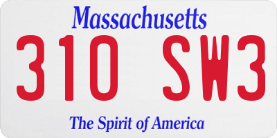 MA license plate 310SW3