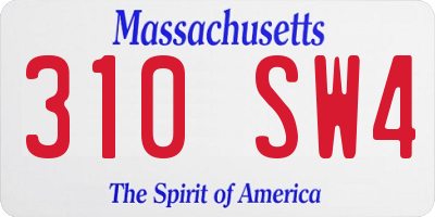 MA license plate 310SW4