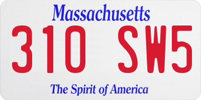 MA license plate 310SW5